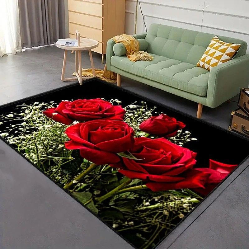 50*80cm,40*60cm Valentine's Day carpet, romantic roses, living room decorative floor mats, floor mats CRRSHOP free shipping home decor lovers carpet