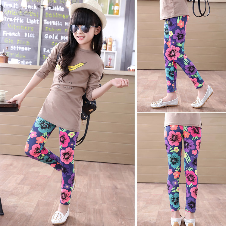 Girls Leggings Printing Flower Legging Infantil Para Menina Toddler Classic Leggings 2-14y Baby Girl Pencil Pants Kids Trousers
