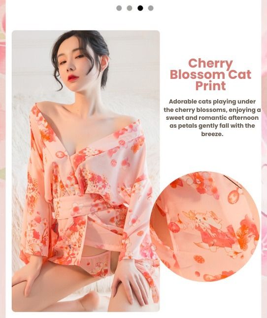 【Sexy Lingerie】Japanese Sakura Bathrobe