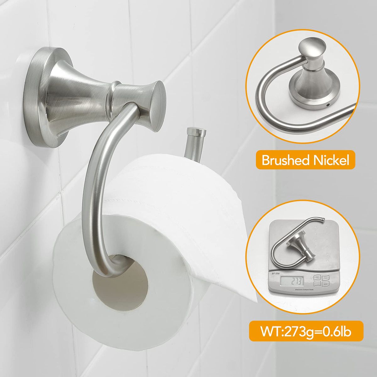 Polished Chrome Toilet Tissue Paper Holder Polished Chrome Bathroom Accessories Toilet roll Paper Hanger, Wall Mounted, Rustproof
