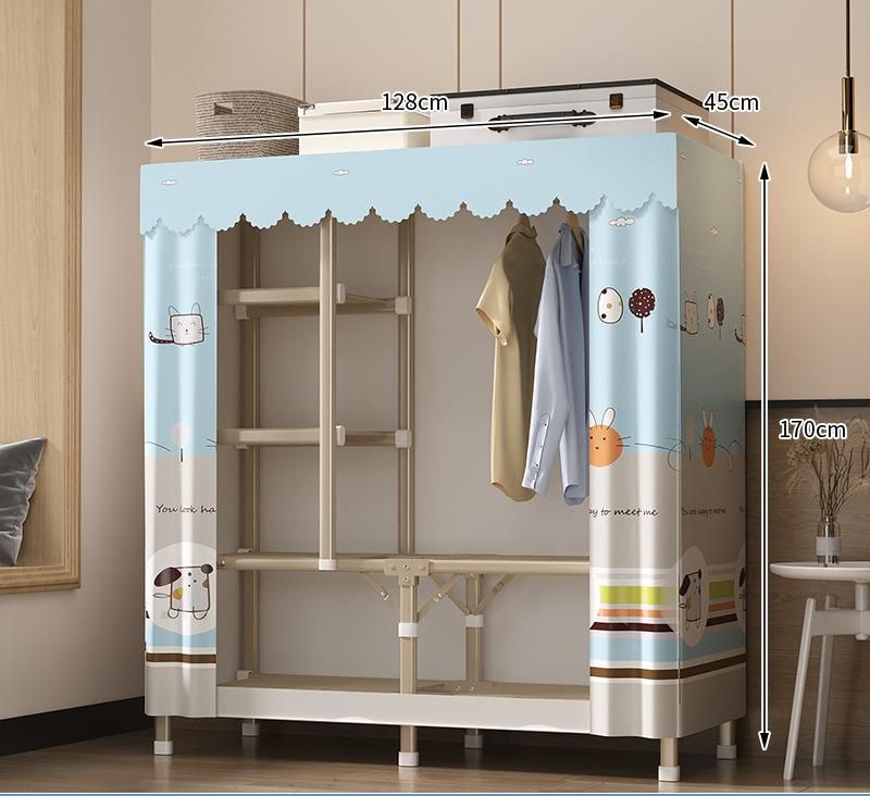 Portable Closet Wardrobe Closet for Hanging Clothes with 6 Storage Shelves, 1 Hanging Rod and 4 Pockets, Free Standing Closet Clothes Organizer for Bedroom, Sturdy and Easy Assemble