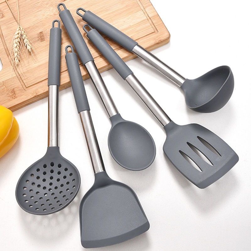 Silicone Kitchen Utensils for Cooking, BPA-free Stainless Steel Handle Heat Resistant Kitchen Gadgets Spatula