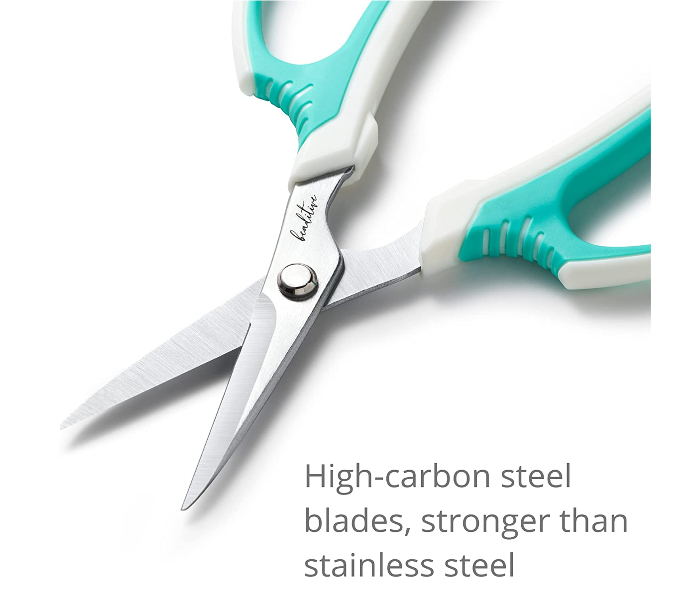 Beaditive Multipurpose Craft Scissors - High-Leverage Crafting Scissors with Sharp Carbon Steel Blades - Ergonomic Sewing Scissors for Heavy Duty Projects - Safe Office, Scrapbook, Leather Scissors