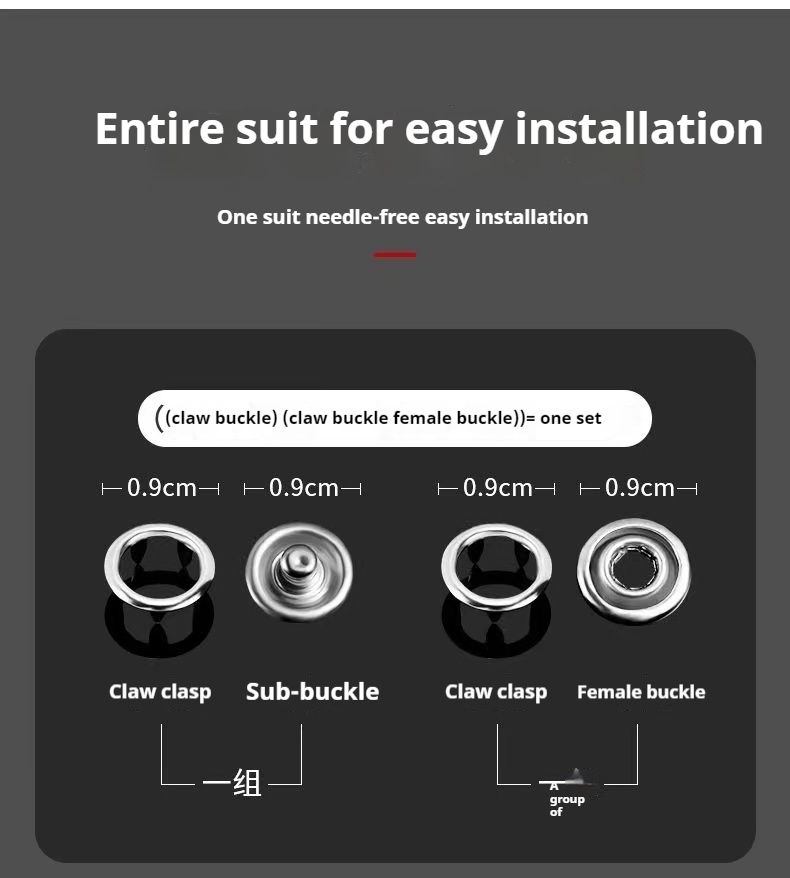 200 Sets 9.5mm Metal Prong Snaps Buttons with Fastener Pliers Press Tool Kit For Sewing and Leather and Craft