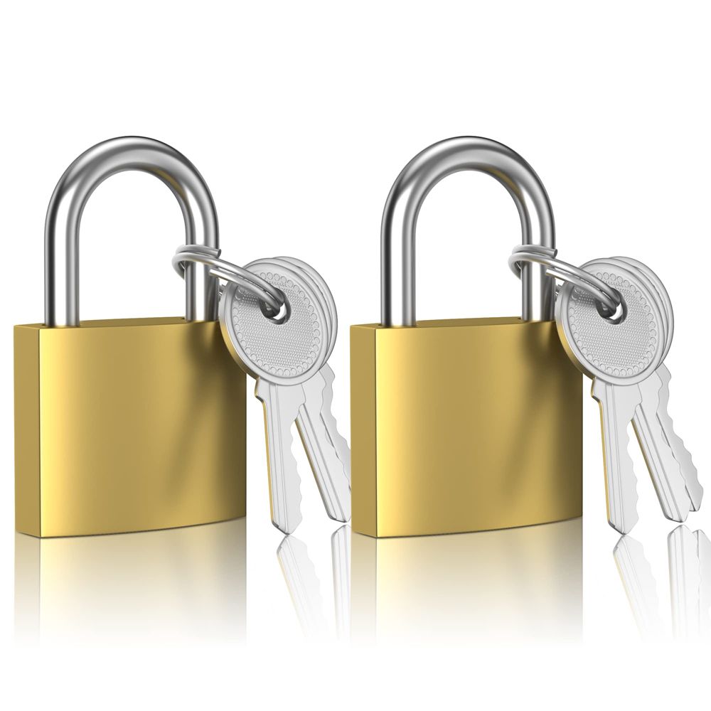 Solid Brass Padlock with Key Wide Lock Body, Small Keyed Padlock for Sheds, Storage Unit School Gym Locker, Fence, Toolbox, Hasp Storage