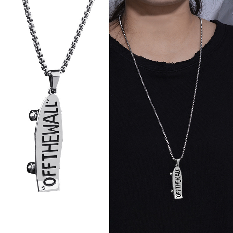 Trendy Titanium Steel Sweater Chain Off The Wall Stainless Steel Hip Hop Scooter Pendant Necklace