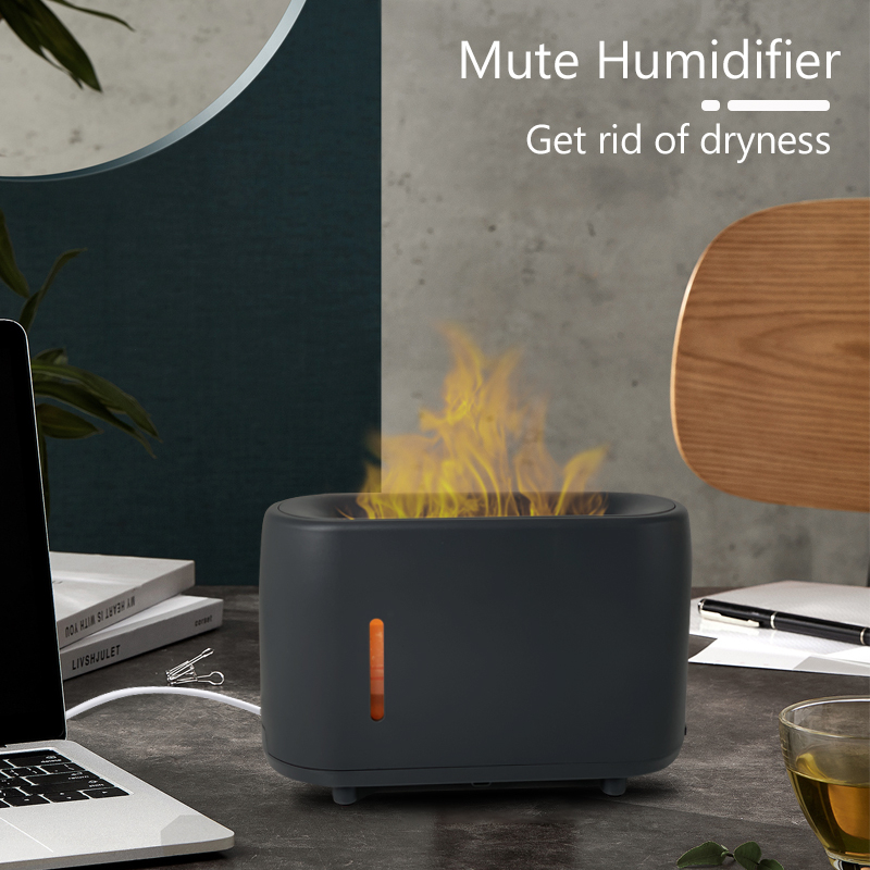 240ml Flame Humidifier Essential Oil Aroma Diffuser with Remote Control RGB Color Lighting Simulate Fire Effect