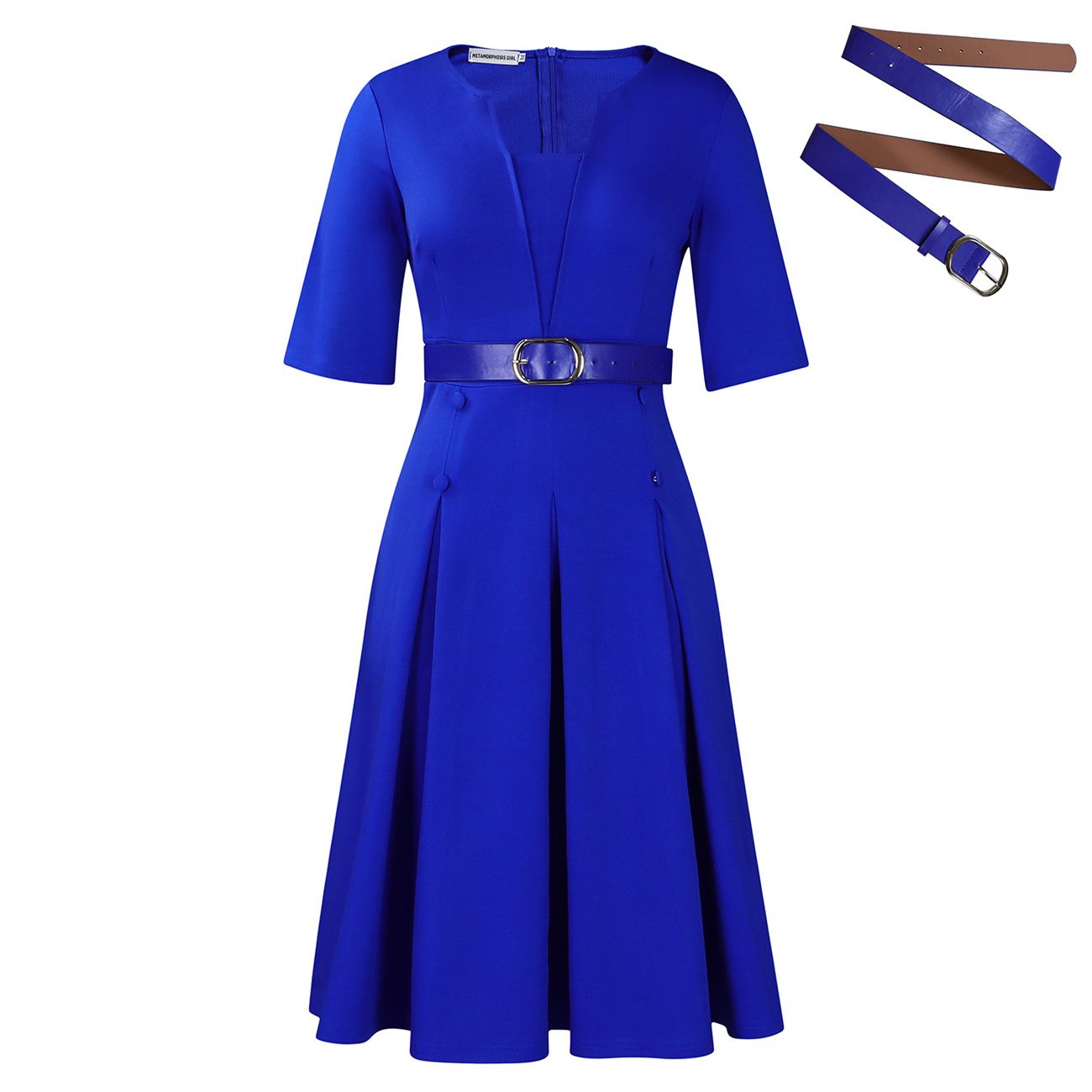 D533 large size women's 2024 autumn fashion elegant temperament solid color five-quarter sleeve dress