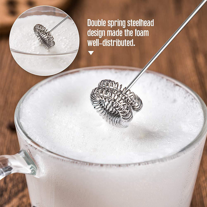 Portable Travel Electric Milk Frother Foamer, Drink Mixer, Eggs Beater Mini Handle Stirrer for Bulletproof Coffee, Matcha, Hot Chocolate, Mini Battery Operated Milk Whisk Frother