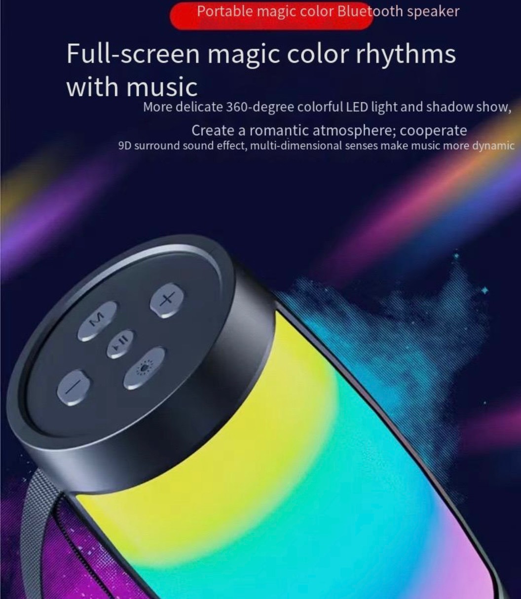 MusicMan Portable Bluetooth Speaker with RGB Disco Lights, In-car stereo system FM Radio, USB and MicroSD Playback,1500mAh Battery, Built-in Microphone & AUX Input - Wireless Party Speaker  