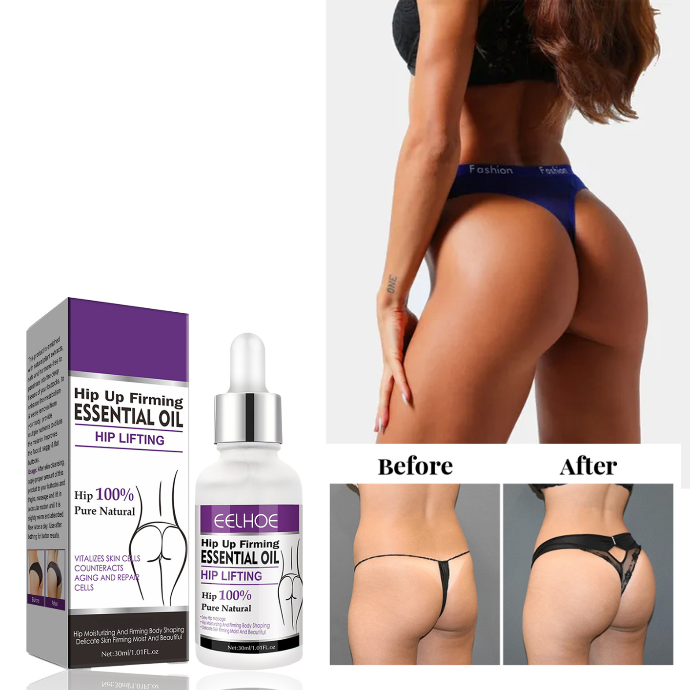 Hip Up Firming Essential Oil Natural Sexy Big Ass Butt Enhancer Buttock Enlargement Body Lifting Shaping Massage Oil