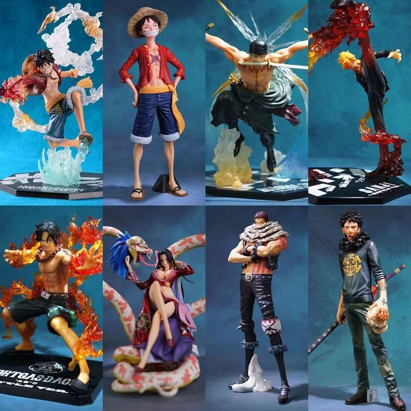 One Piece action figure Fire Fist Luffy Zoro Ace Sanji surrounding full set of model ornaments dolls gifts toys