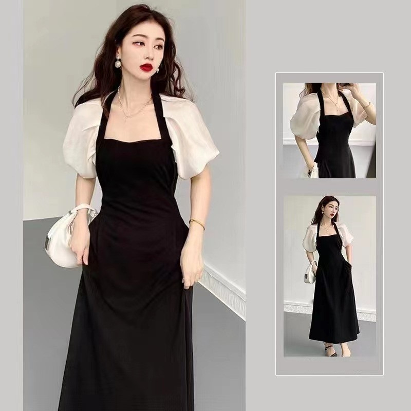 A39 Women's Temperament Simple Design Sense Square Neck A-line Long Dress