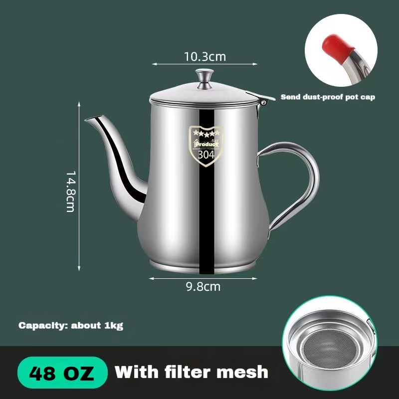 304 food grade stainless steel filter oil pot large capacity cooking oil filter48OZ