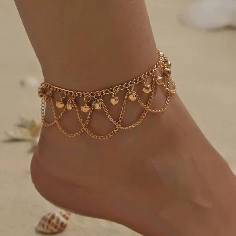 Tassel bell anklet adjustable Multi layer ankle chain free shipping fashion trend