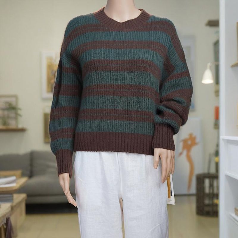 Wool knit Sweater Round Neck Knit Top Women's Sweater