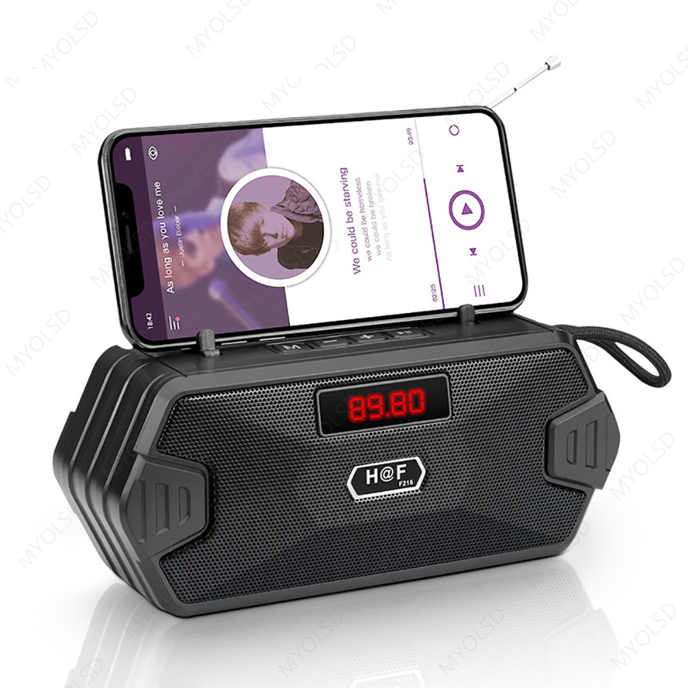 HF-F216 Portable Wireless Speaker Bluetooth-compatible FM Radio Outdoor Bass Loudspeaker Subwoofer caixa de som TF USB Column Speakers