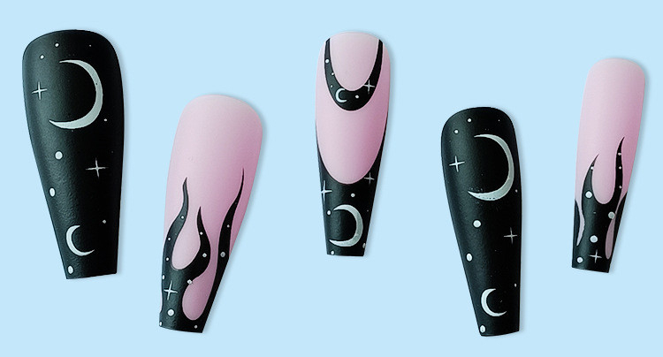 24/30Pcs Pink Leopard Designs False Nails French Long Coffin Fake Nail Fashion Artificial Full Cover Nail Art Tips Press on Nail