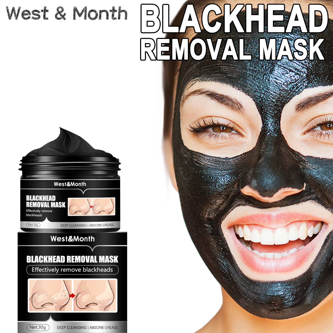 Blackhead Remover Mask,  Purifying Peel Off Mask Remover Mask, Charcoal Face Mask for Deep Cleansing Blackheads, Dirts, Pores