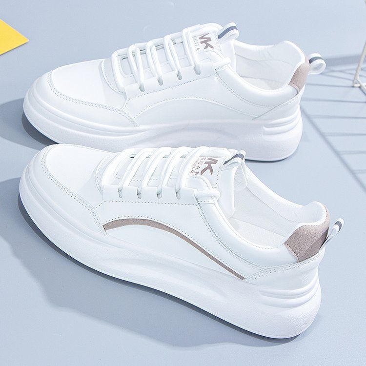 Skateboarding Shoe Spring Autumn New White Shoes Female Round Toe Lace up Casual Student Shoes Ins Board Shoes for Women