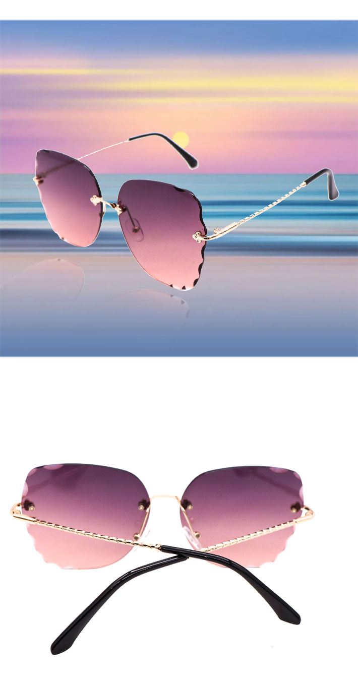 419 Round Sunglasses Women Brand Designer Gradient Fashion Sun Glasses Female Rimless Metal Oculos De Sol luxury designer