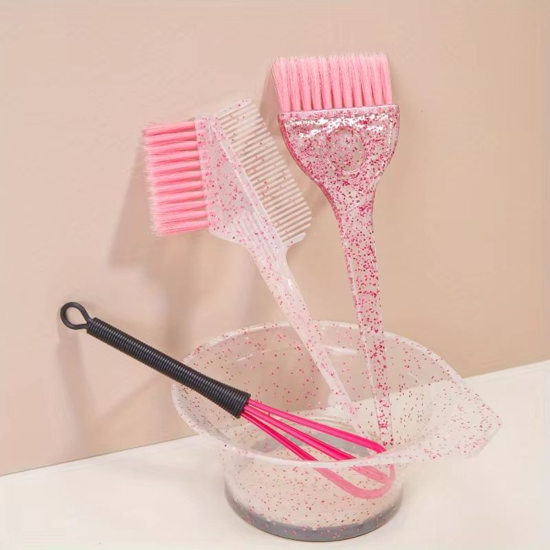 4pcs Hair Styling And Highlight Dyeing Set Sparkling Hair Dyeing Comb Oil Dyeing Brush Single Sided Soft Hair Pearl Dyeing Brush