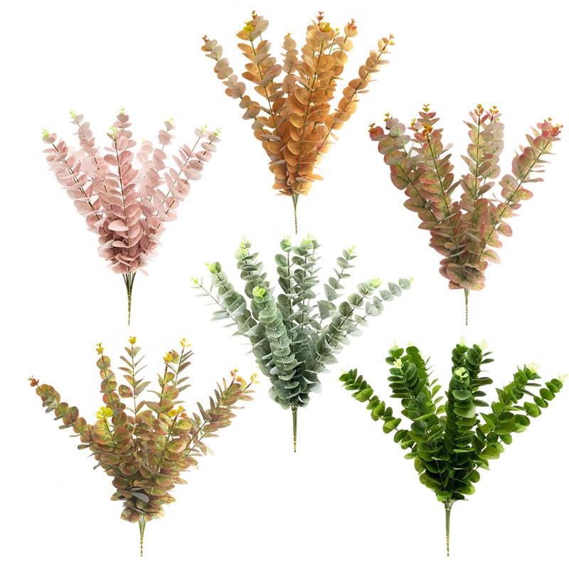 10 Pcs Artificial Eucalyptus Stem Faux Eucalyptuses Money Leaf Wedding Bouquet Centerpiece Home Decor