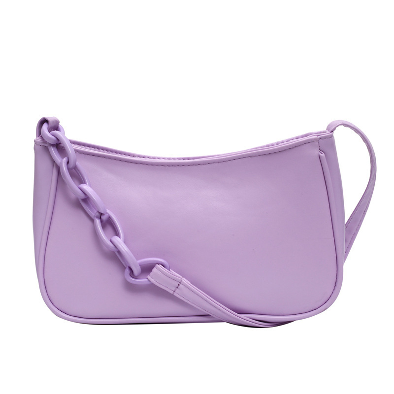 XS-9757 Solid Color Handbag for Women 2023 Candy Color Chain Ladies Small Shoulder Bags Fashion Design Leather Armpit Bag