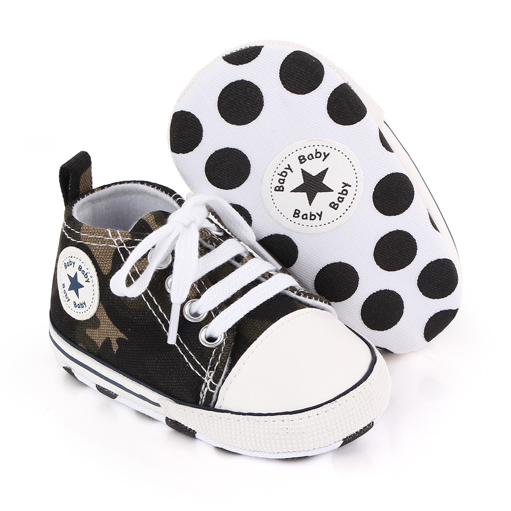 Baby Canvas Classic Sports Sneakers Newborn Baby Boys Girls Print Star First Walkers Shoes Infant Toddler Anti-slip 