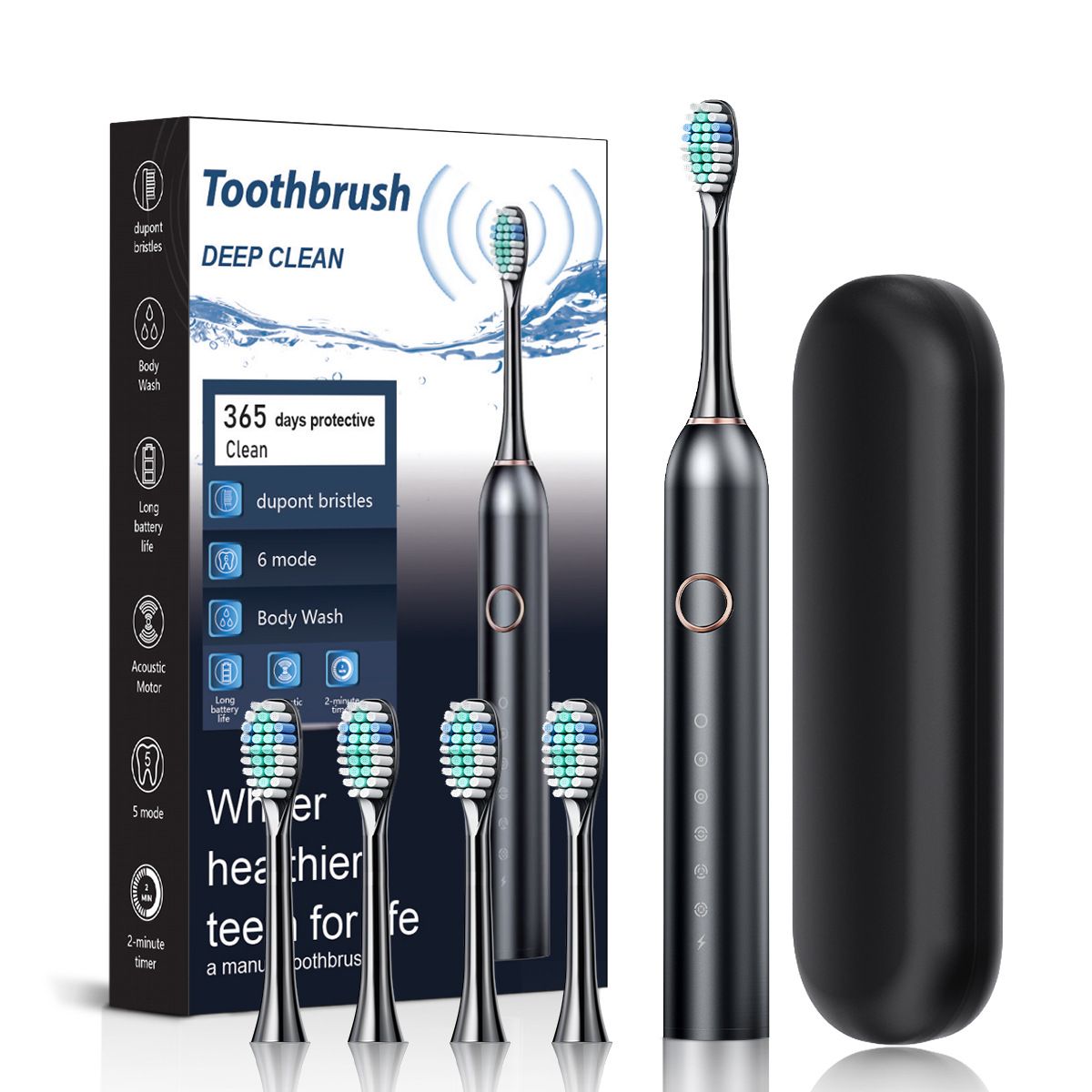 New Adult Smart Sonic Electric Toothbrush 6 Speed Modes Soft Bristle Household Oral Cleaning Toothbrush