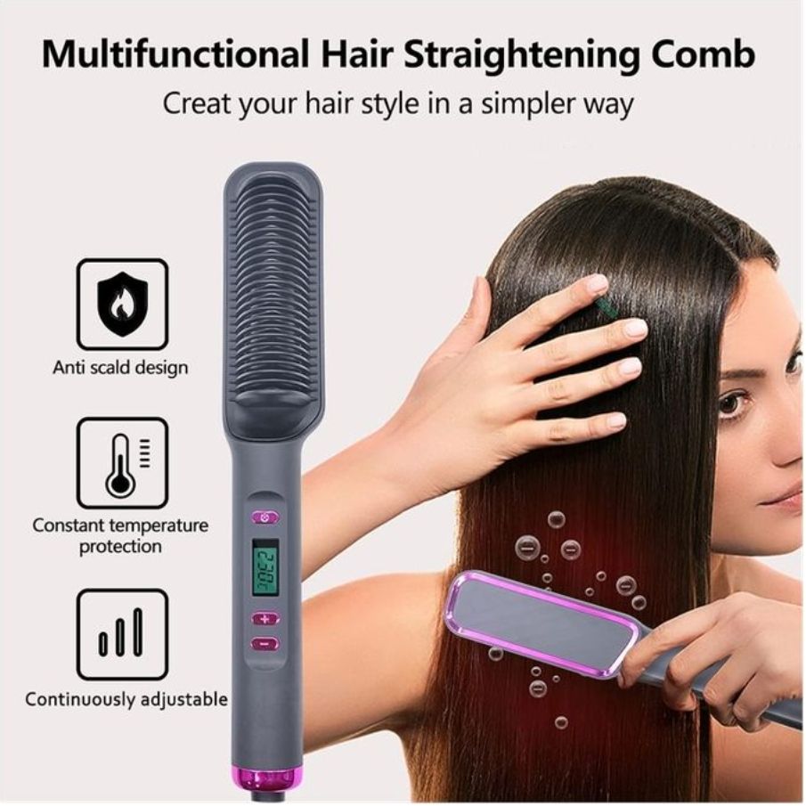 2 in 1 Multi-purpose anti-perm straightening comb - curling iron
