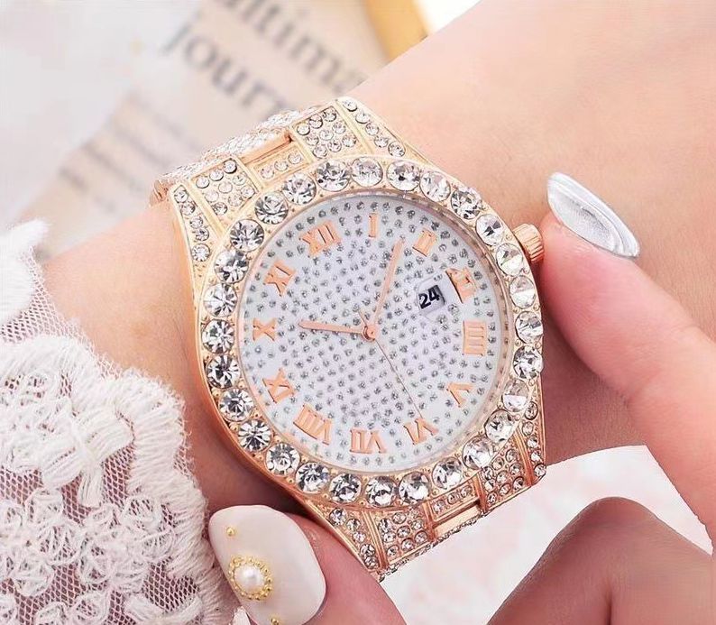 Large dial watch men's watch Roman scale steel strip men's watch Starry Sky business leisure calendar quartz watch