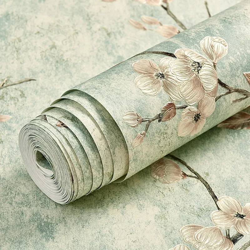 Green 3d Floral Embossed Wallpaper Living Room Bedroom Home Decor Wall Paper Roll Wedding Room Wall Covering Solid Flower Murals