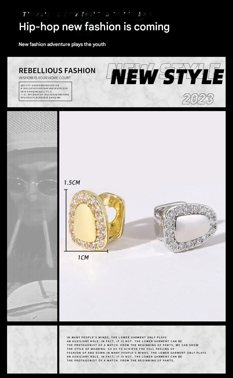 Single groove surrounded by diamond hip hop grillz fashion accessories gold teeth silver teeth gold grillz silver grillz braces