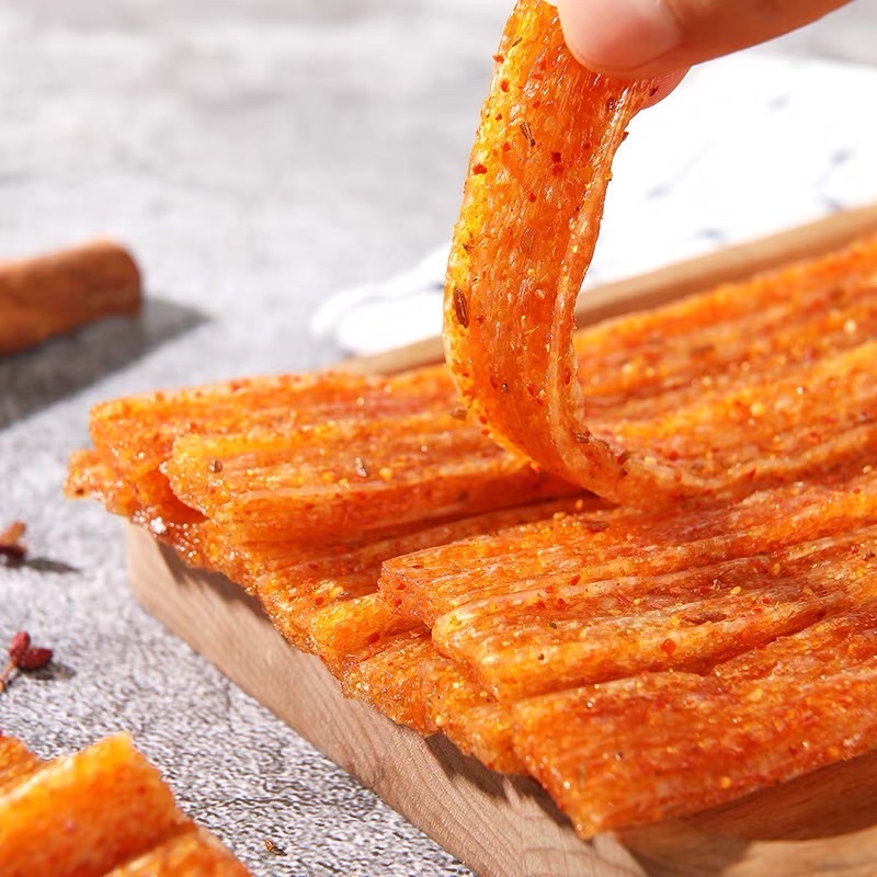 Weilong spicy strips. Casual spicy snacks, gluten spicy strips