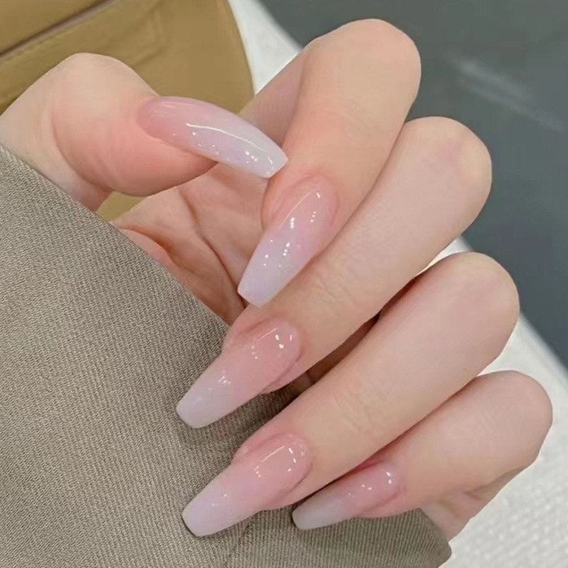 R485 24 Pcs Glossy Press on Nails, Super Long Coffin Gradient Color Sex and Cute Fake Nails, Acrylics Full Cover False Nails for Women and Girls