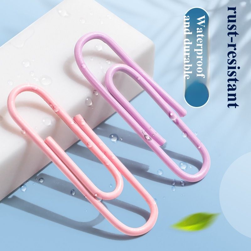 Colorful Coated Paper Clips Large Size Rustproof Metal Paperclips Bookmark Document Organizer with Storage Box Office School Stationery Supplies