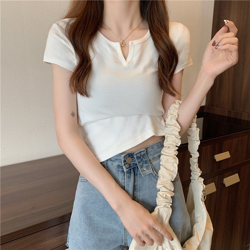 165 Women's Design Sense Slim Casual T-shirt Short Sleeves