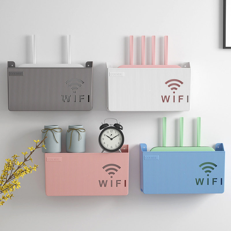 Wireless Wifi Router Storage Box Plastic Wall-mounted Cable Power Bracket Organizer Shelf Home Decor cajas organizadoras