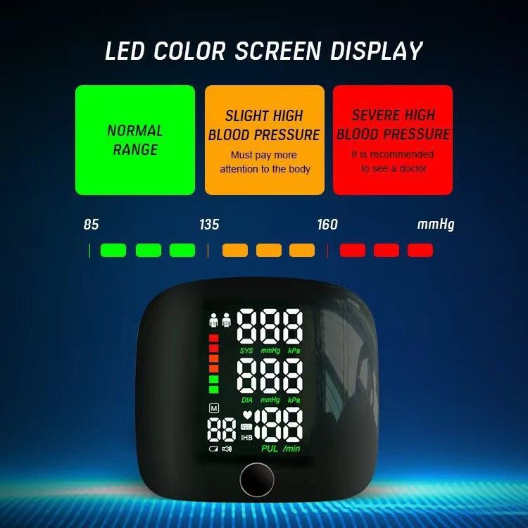 Wrist Type Electronic Blood Pressure Monitor, Fully Automatic Intelligent BP Measuring Device, Rechargeable Touch Control Blood Pressure Tester
