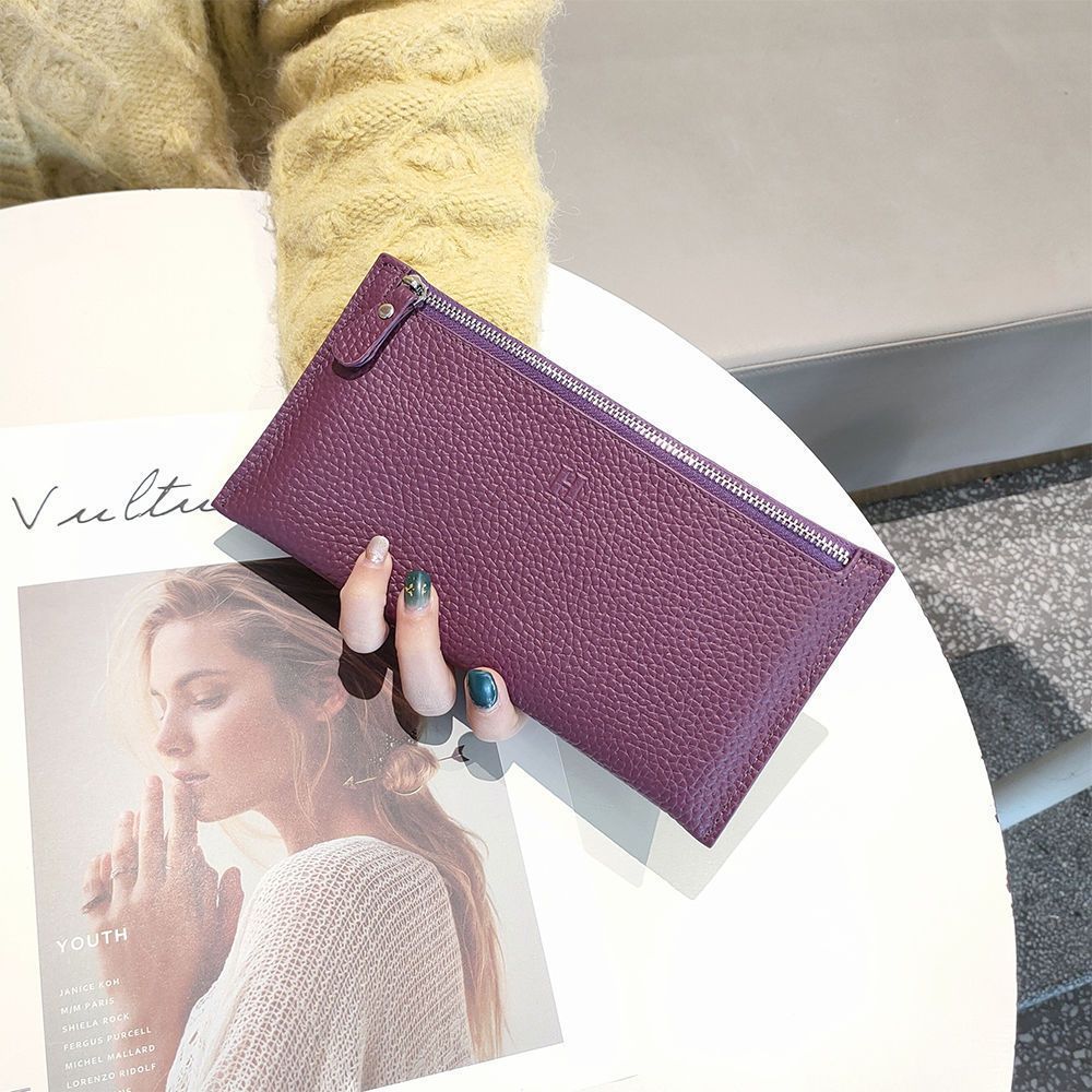 Women Ultra Thin Long Zipper Wallet, Minimalist Vintage Multi Card Holder, Fashion Casual Large Capacity Clutch Purse That Fits Cell Phone Cash Coins
