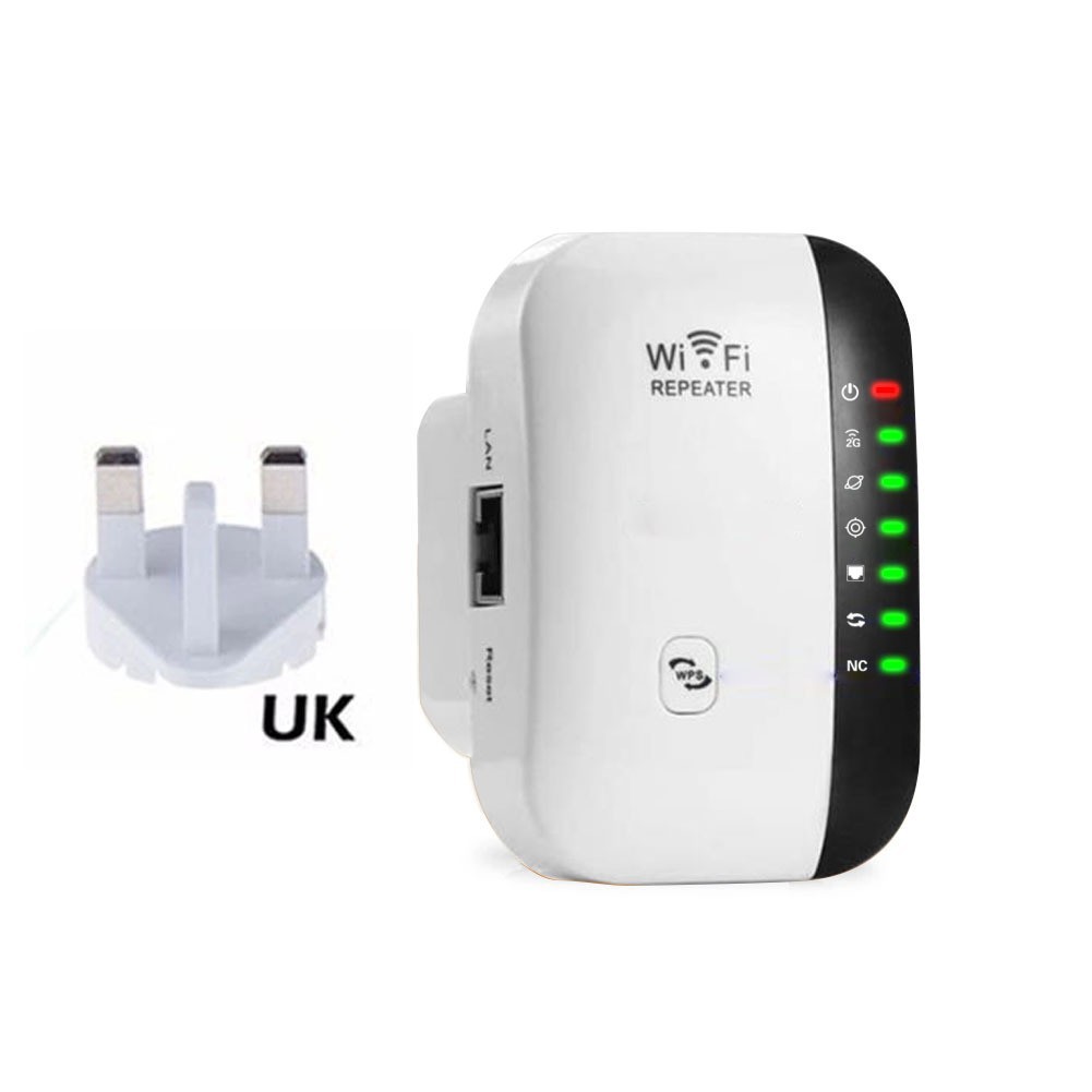 WiFi Amplifier 2.4G Router Wifi Range Extender 300Mbps Wireless WIFI Repeater Wi-Fi Signal Amplifier 802.11N Network Card Adapter for PC UK PlugWhite