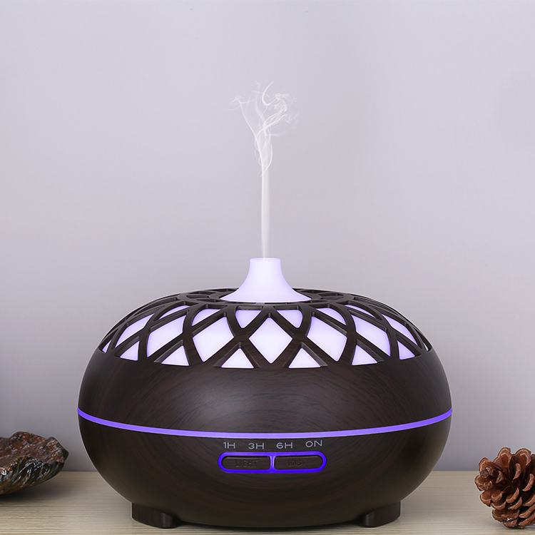 CRELVCOE 500ML Aroma Essential Oil Diffuser Remote Control Ultrasonic Air Humidifier Wood Grain 7 Color Changing LED Light Cool Mist Difusor for Home