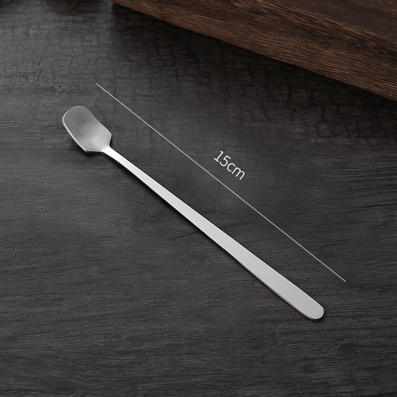 Retro Bar Coffee Spoon Round Head Spoons Gold Stainless Steel Spoon Long Handle Square Head Spoon Home Kitchen
