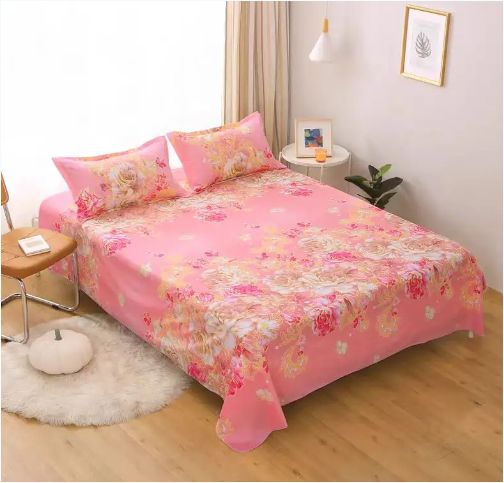 Fashionable Design 100% Polyester Cotton Printed Fabric Bed Sheet Pillow Cases Set 190cmx230cm
