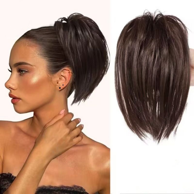 Wigs Wig Women's Clasp Style Fluffy Chicken Nest Head Pan Hair Chemical Fiber High ponytail CRRSHOP Clasp style ponytail wig 