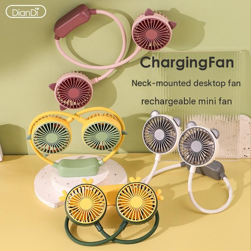 Foldable Lazy Neck Hanging Fan, USB Rechargeable Portable Mini Cooling Fan, Dual Use for Neck Wear & Desktop Placement, Silent Small Fan for Student Dormitory, Travel & Outdoor