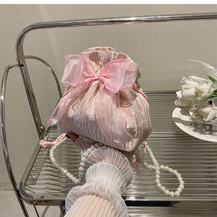 2025 Summer Trendy New Women's Bag, Pearl Pleated Crossbody Bag for Women, Fashion Versatile Single-Shoulder Bag, Korean Niche Texture Ladies' Bag