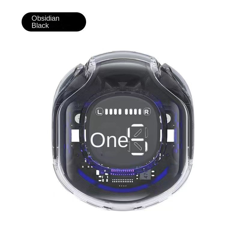 New sports Bluetooth HK6 headphones transparent digital display long battery life transparent second-generation noise reductionblack