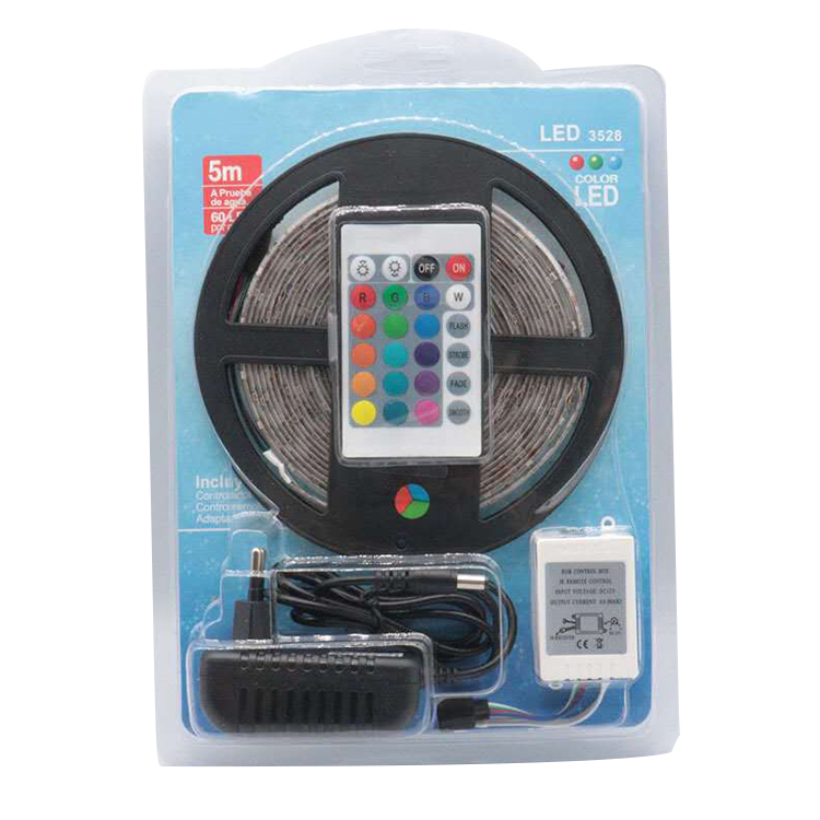 Led 2835, 12V/5A, RGB, with 24-key infrared remote control, power supply IP65 waterproof, flexible light strip kit RGB control color conversion, suitable for parties, parties, home furnishings, venues 5m/1 set
